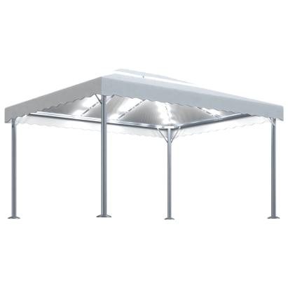 Pavilion cu șiruri lumini LED, crem, 400x300 cm, aluminiu GartenMobel Dekor
