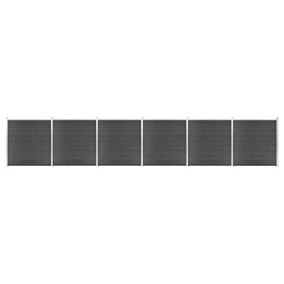 Set de panouri de gard, negru, 1045x186 cm, WPC GartenMobel Dekor
