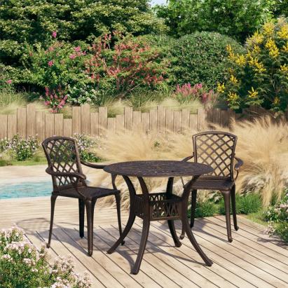 Set mobilier bistro, 3 piese, bronz, aluminiu turnat GartenMobel Dekor