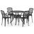 Set mobilier bistro, 5 piese, negru, aluminiu turnat GartenMobel Dekor