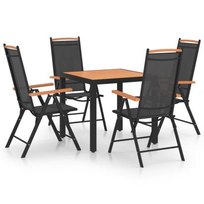 Set mobilier de exterior, 5 piese, negru, aluminiu GartenMobel Dekor