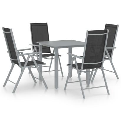 Set mobilier de grădină, 5 piese, argintiu și negru, aluminiu GartenMobel Dekor