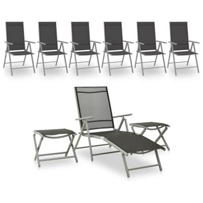 Set mobilier de grădină, 9 piese, negru și argintiu GartenMobel Dekor