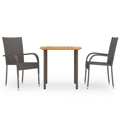 Set mobilier de grădină, 3 piese, maro, poliratan GartenMobel Dekor