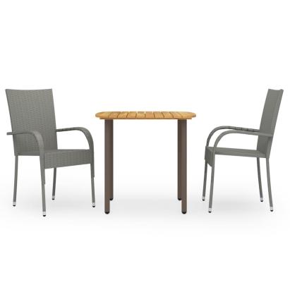 Set mobilier de grădină, 3 piese, gri, poliratan GartenMobel Dekor