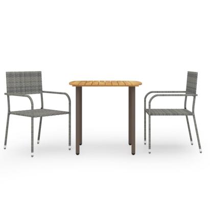 Set mobilier de grădină, 3 piese, gri, poliratan GartenMobel Dekor