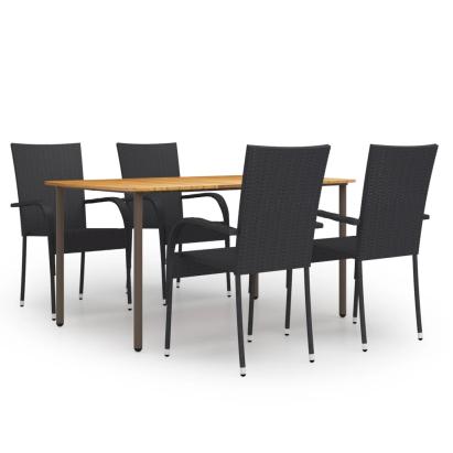 Set mobilier de grădină, 5 piese, negru, poliratan GartenMobel Dekor