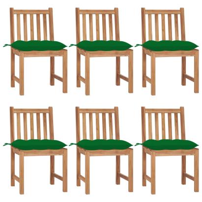 Scaune grădină cu perne, 6 buc, lemn masiv tec GartenMobel Dekor