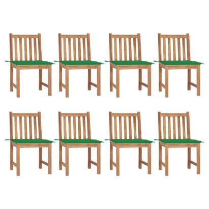 Scaune de grădină cu perne, 8 buc., lemn masiv de tec GartenMobel Dekor