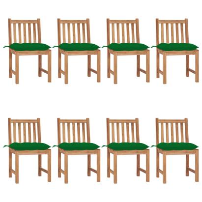 Scaune de grădină cu perne, 8 buc., lemn masiv de tec GartenMobel Dekor