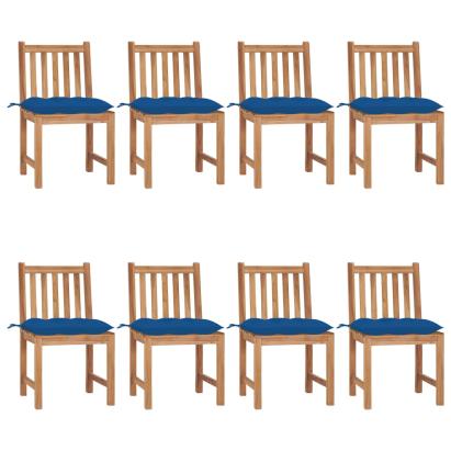 Scaune de grădină cu pernă, 8 buc., lemn masiv de tec GartenMobel Dekor
