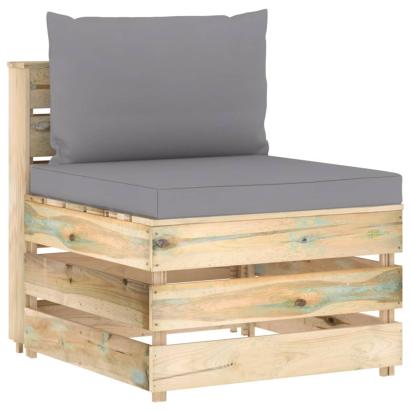 Canapea de mijloc modulară cu perne, lemn verde tratat GartenMobel Dekor