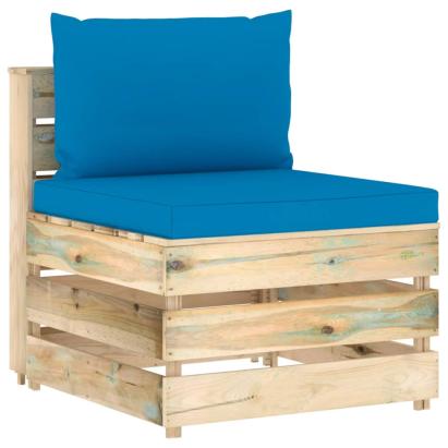 Canapea de mijloc modulară cu perne, lemn verde tratat GartenMobel Dekor