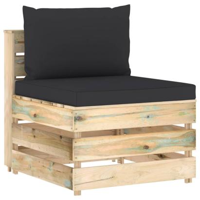 Canapea de mijloc modulară cu perne, lemn verde tratat GartenMobel Dekor
