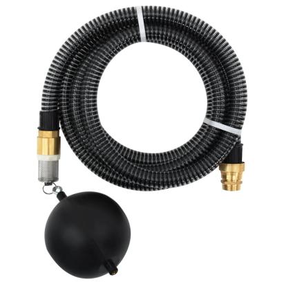 Furtun de aspirație cu racorduri din alamă, negru 1,1" 20 m PVC GartenMobel Dekor