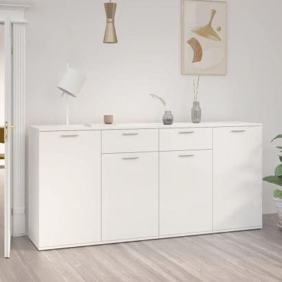 Servantă, alb extralucios, 160x36x75 cm, lemn prelucrat GartenMobel Dekor