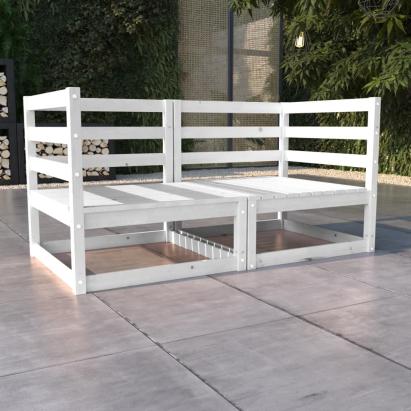 Canapea de grădină cu 2 locuri, alb, lemn masiv de pin GartenMobel Dekor
