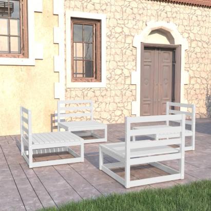 Set mobilier de grădină, 4 piese, alb, lemn masiv de pin GartenMobel Dekor