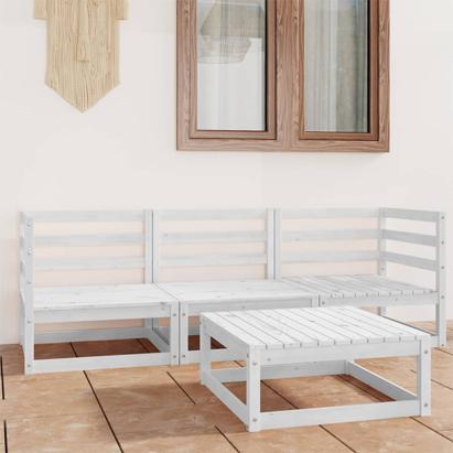 Set mobilier de grădină, 4 piese, alb, lemn masiv de pin GartenMobel Dekor
