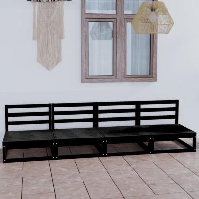 Set mobilier de grădină cu 4 locuri, negru, lemn masiv de pin GartenMobel Dekor