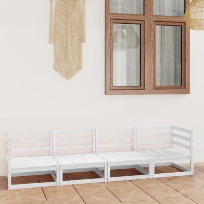 Set mobilier de grădină cu 4 locuri, alb, lemn masiv de pin GartenMobel Dekor