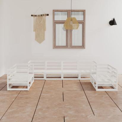 Set mobilier de grădină, 8 piese, alb, lemn masiv de pin GartenMobel Dekor