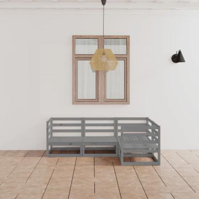 Set mobilier de grădină, 4 piese, gri, lemn masiv de pin GartenMobel Dekor