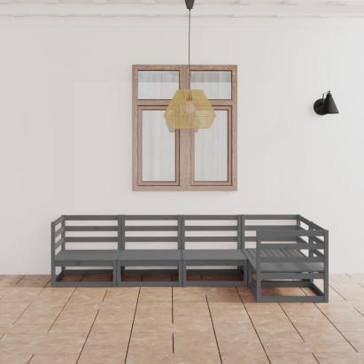 Set mobilier de grădină, 5 piese, gri, lemn masiv de pin GartenMobel Dekor
