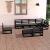 Set mobilier de grădină, 8 piese, negru, lemn masiv de pin GartenMobel Dekor