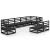 Set mobilier de grădină, 9 piese, negru, lemn masiv de pin GartenMobel Dekor