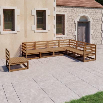 Set mobilier de grădină, 7 piese, maro miere, lemn masiv de pin GartenMobel Dekor