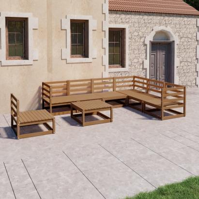 Set mobilier de grădină, 8 piese, maro miere, lemn masiv de pin GartenMobel Dekor