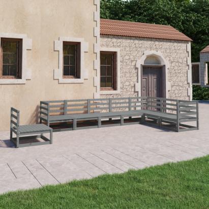 Set mobilier de grădină, 8 piese, gri, lemn masiv de pin GartenMobel Dekor