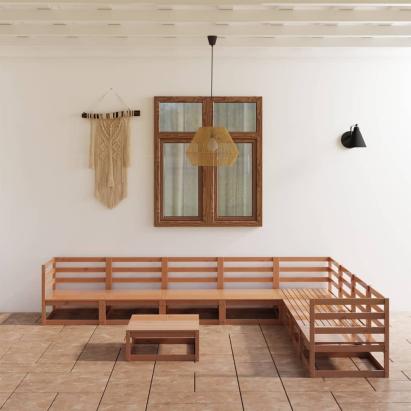 Set mobilier de grădină, 9 piese, maro miere, lemn masiv de pin GartenMobel Dekor