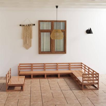 Set mobilier de grădină, 10 piese, maro miere, lemn masiv pin GartenMobel Dekor