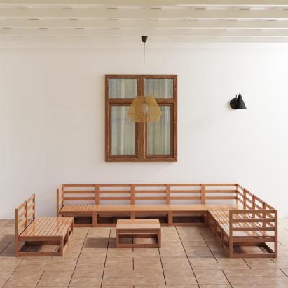 Set mobilier de grădină, 11 piese, maro miere, lemn masiv pin GartenMobel Dekor