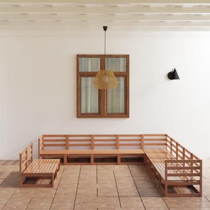 Set mobilier de grădină, 11 piese, maro miere, lemn masiv pin GartenMobel Dekor