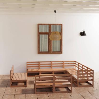 Set mobilier de grădină, 12 piese, maro miere, lemn masiv pin GartenMobel Dekor