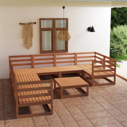 Set mobilier de grădină, 9 piese, lemn masiv de pin GartenMobel Dekor
