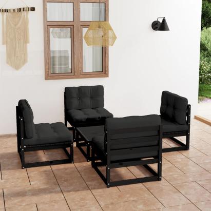 Set mobilier grădină cu perne, 5 piese, lemn masiv pin GartenMobel Dekor
