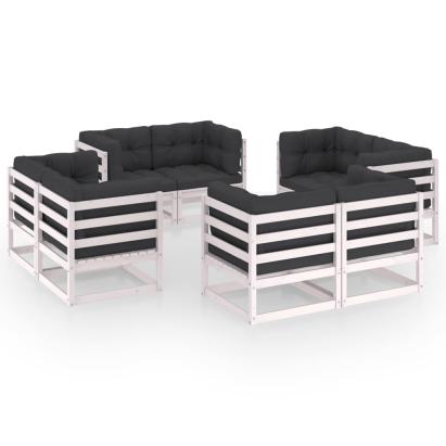 Set mobilier de grădină cu perne, 8 piese, lemn masiv de pin GartenMobel Dekor