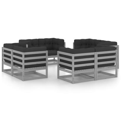 Set mobilier de grădină cu perne, 8 piese, lemn masiv de pin GartenMobel Dekor