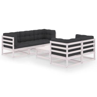 Set mobilier de grădină cu perne, 6 piese, lemn masiv de pin GartenMobel Dekor