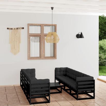 Set mobilier grădină cu perne, 9 piese, lemn masiv pin GartenMobel Dekor