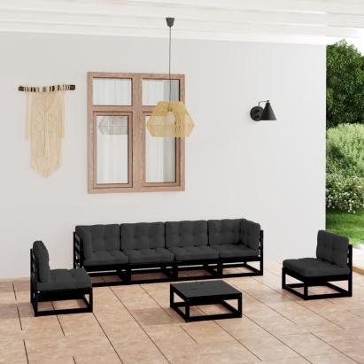Set mobilier grădină cu perne, 7 piese, lemn masiv pin GartenMobel Dekor