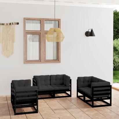 Set mobilier de grădină cu perne, 6 piese, lemn masiv de pin GartenMobel Dekor