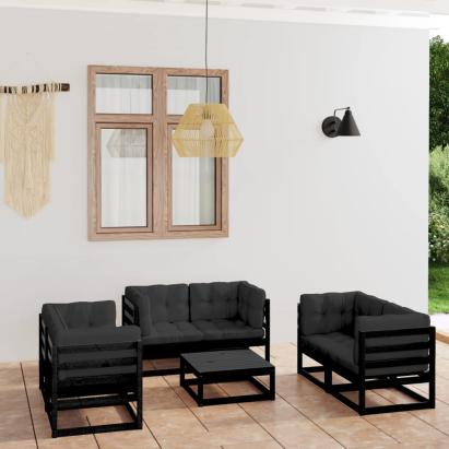 Set mobilier grădină cu perne, 7 piese, lemn masiv pin GartenMobel Dekor