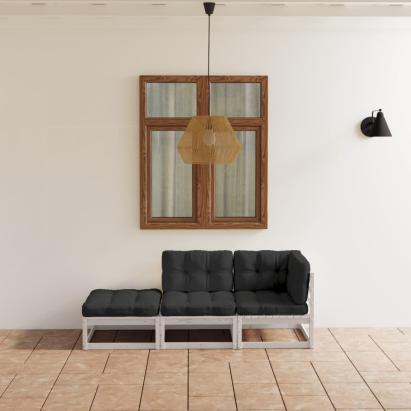 Set mobilier de grădină cu perne, 3 piese, lemn masiv de pin GartenMobel Dekor