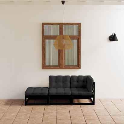 Set mobilier de grădină cu perne, 3 piese, lemn masiv de pin GartenMobel Dekor