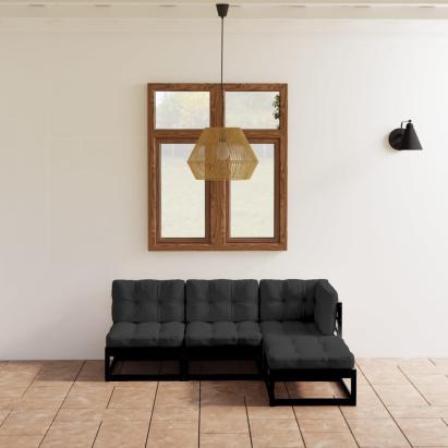 Set mobilier de grădină cu perne, 4 piese, lemn masiv de pin GartenMobel Dekor